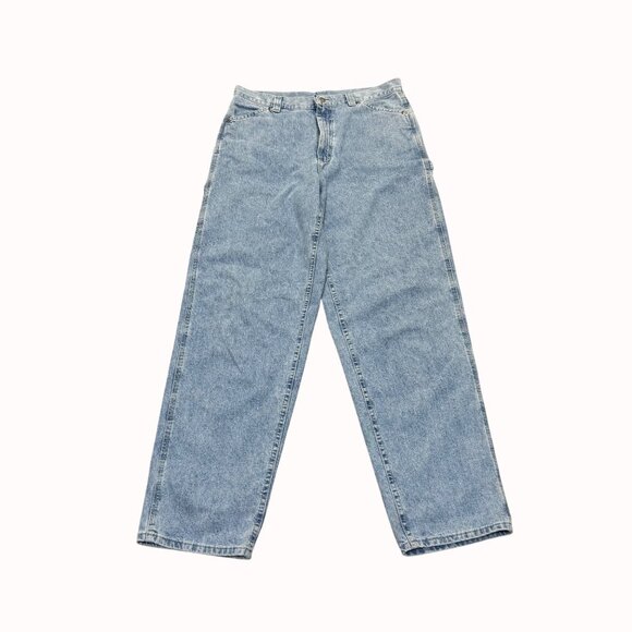 High Waisted Carpenter Jeans Size 14 Light Wash VTG 80s Riveted By Lee USA Made - Picture 13 of 15